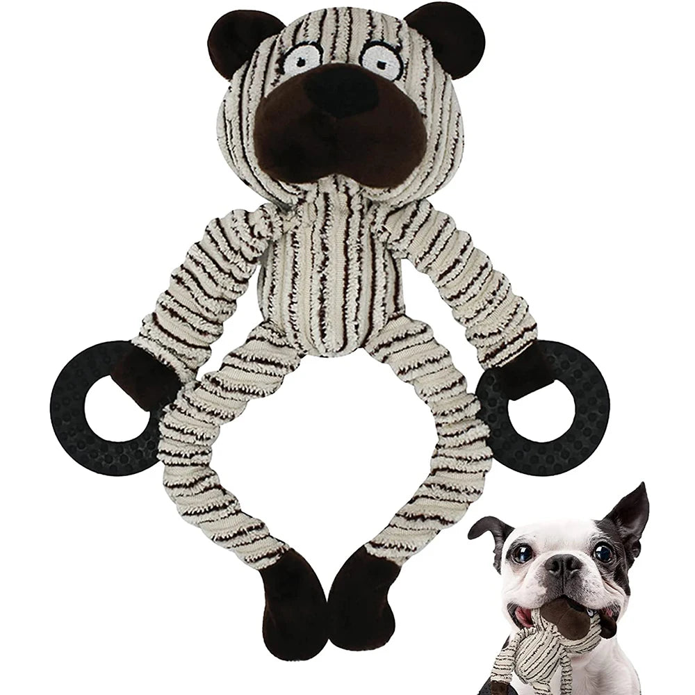 Plush Interactive Puppy Chew Toys for Teething Training - Squeaky Monkey Design for Small Dogs