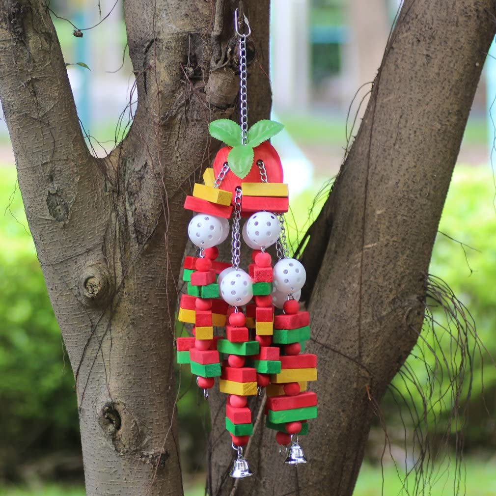 Large Parrot Chewing Toy for Medium to Large Birds - Ideal for African Grey, Macaws, Cockatoos, Eclectus, and Amazon (22 Inch Apple Design)