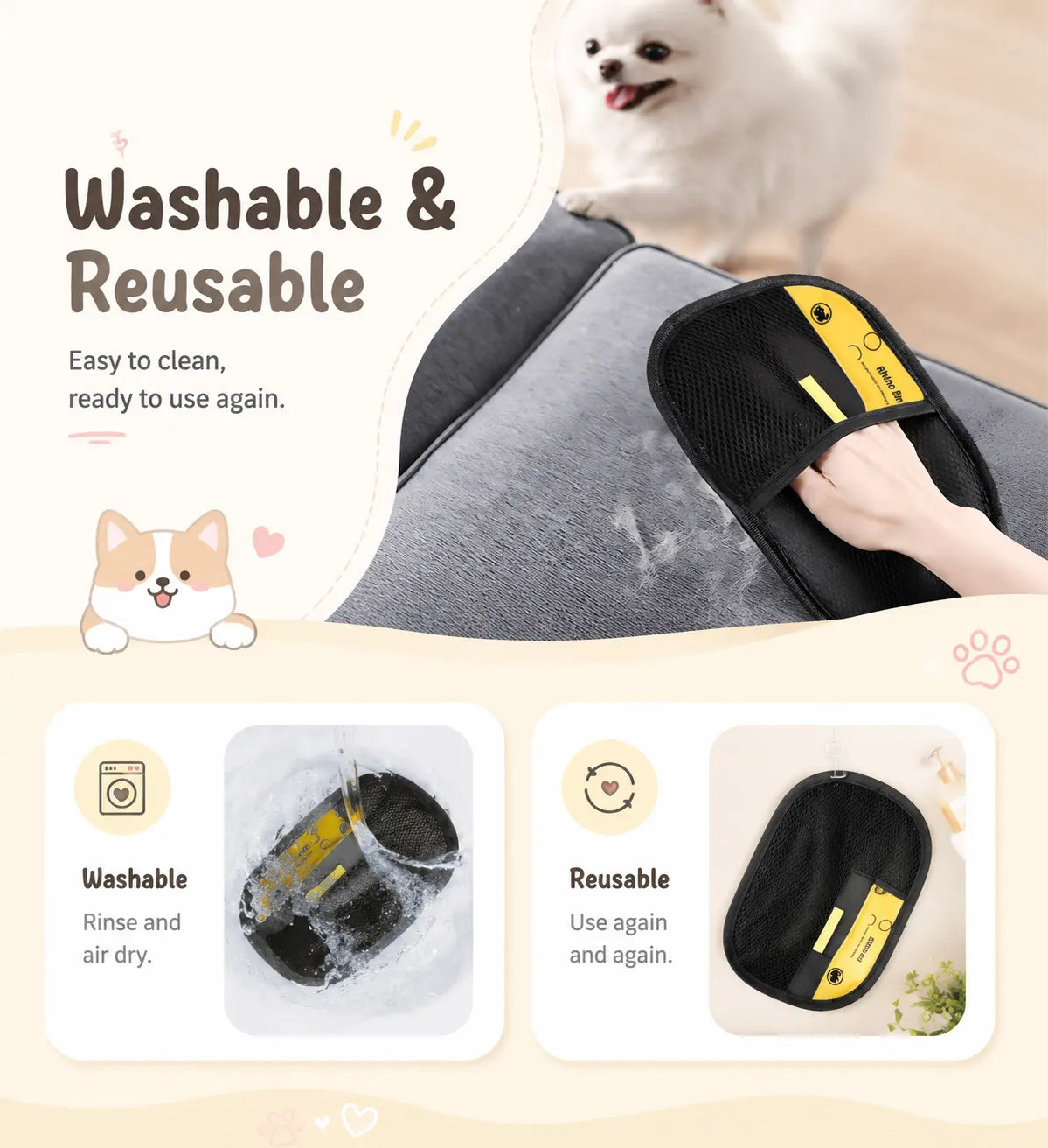 Enhanced Pet Hair Removal Gloves for Efficient Home Use, Secure Fit, and Rapid Hair Collection
