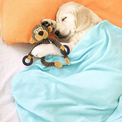 Plush Interactive Puppy Chew Toys for Teething Training - Squeaky Monkey Design for Small Dogs