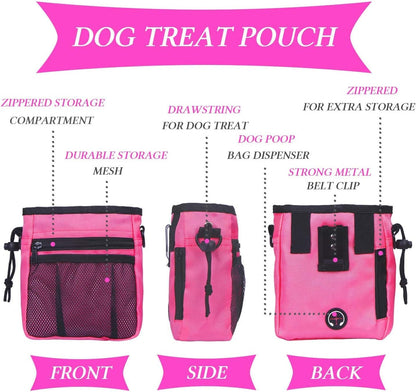 4-in-1 Comprehensive Dog Training Set: Includes Training Treat Pouch, Whistle, Doorbells, and Clicker - Perfect Gift for New Pet Owners (Pink)
