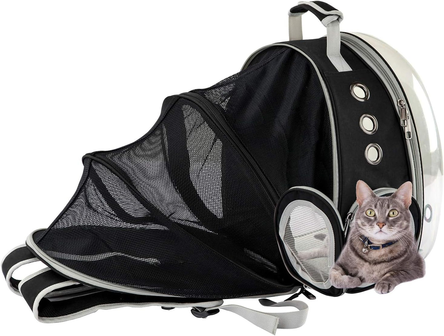 Black Cat and Dog Carrier Backpack - Versatile Pet Travel Bag for Small to Medium Pets, Ideal for Hiking, Walking, and Outdoor Adventures