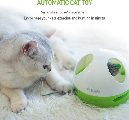 Hidey Mouse Interactive Electronic Cat Toy with Catnip-Filled Squeaky Mouse for Indoor Play (Green)