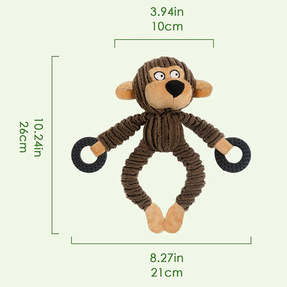 Plush Interactive Puppy Chew Toys for Teething Training - Squeaky Monkey Design for Small Dogs