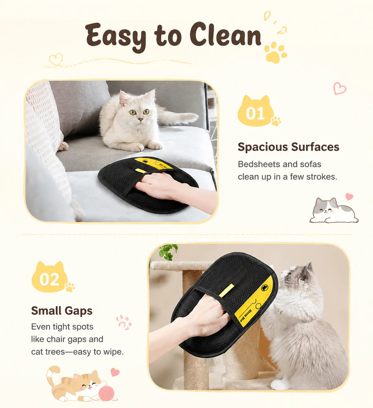 Enhanced Pet Hair Removal Gloves for Efficient Home Use, Secure Fit, and Rapid Hair Collection
