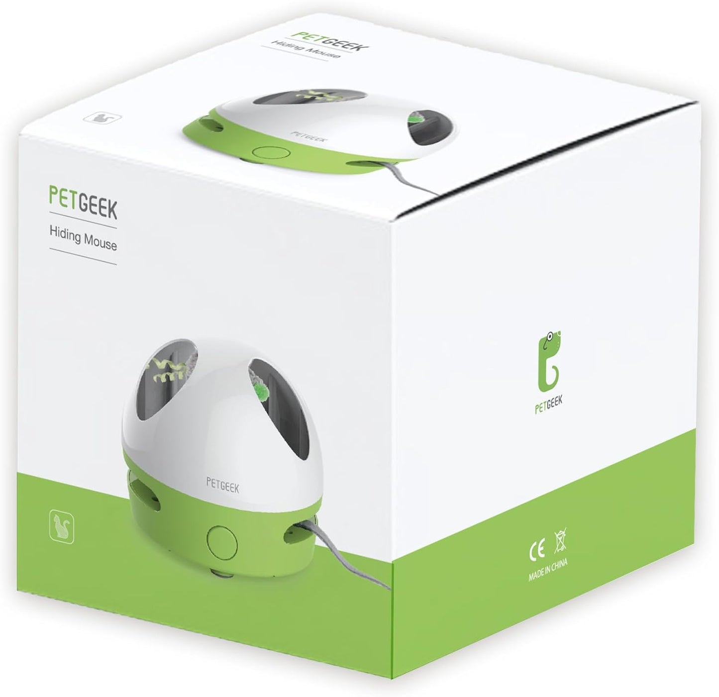 Hidey Mouse Interactive Electronic Cat Toy with Catnip-Filled Squeaky Mouse for Indoor Play (Green)