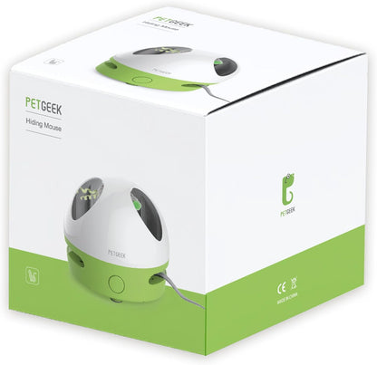Hidey Mouse Interactive Electronic Cat Toy with Catnip-Filled Squeaky Mouse for Indoor Play (Green)