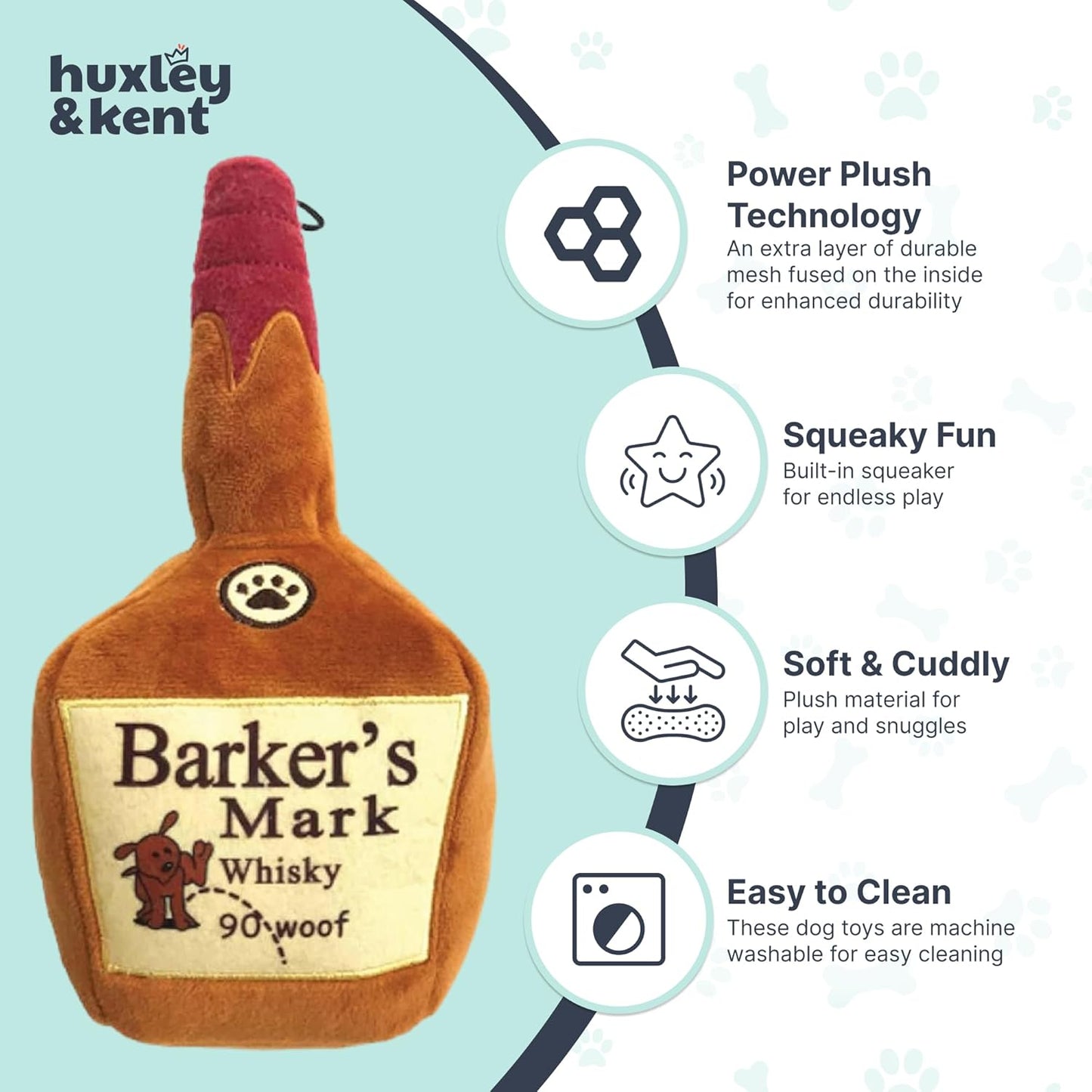 Power Plush Squeaky Dog Toy with Squeaker - Ideal for Small, Medium, and Large Dogs - Soft Stuffed Animal for Indoor Play and Fetch - Barker's Mark, Large