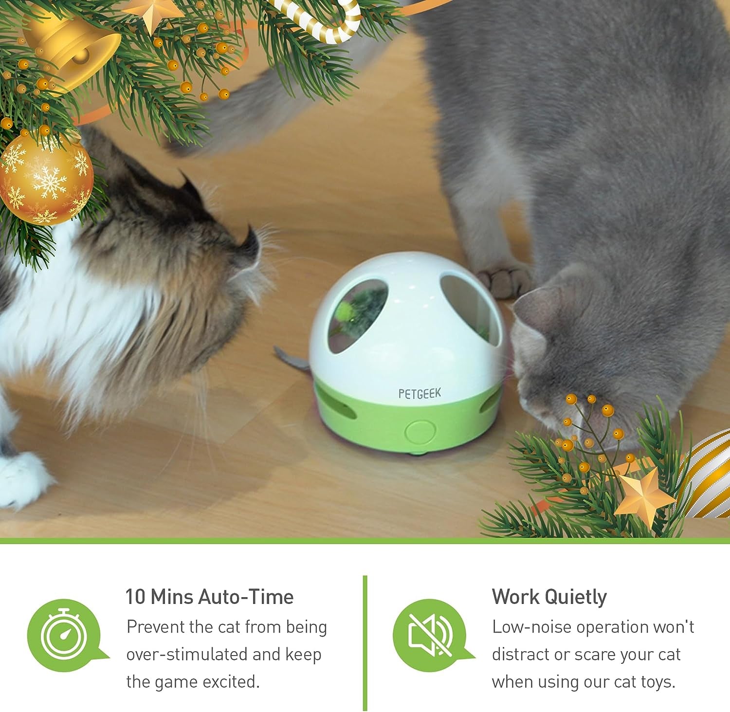 Hidey Mouse Interactive Electronic Cat Toy with Catnip-Filled Squeaky Mouse for Indoor Play (Green)