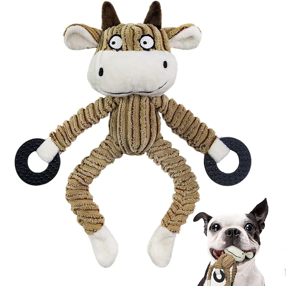 Plush Interactive Puppy Chew Toys for Teething Training - Squeaky Monkey Design for Small Dogs