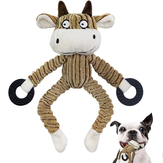 Plush Interactive Puppy Chew Toys for Teething Training - Squeaky Monkey Design for Small Dogs